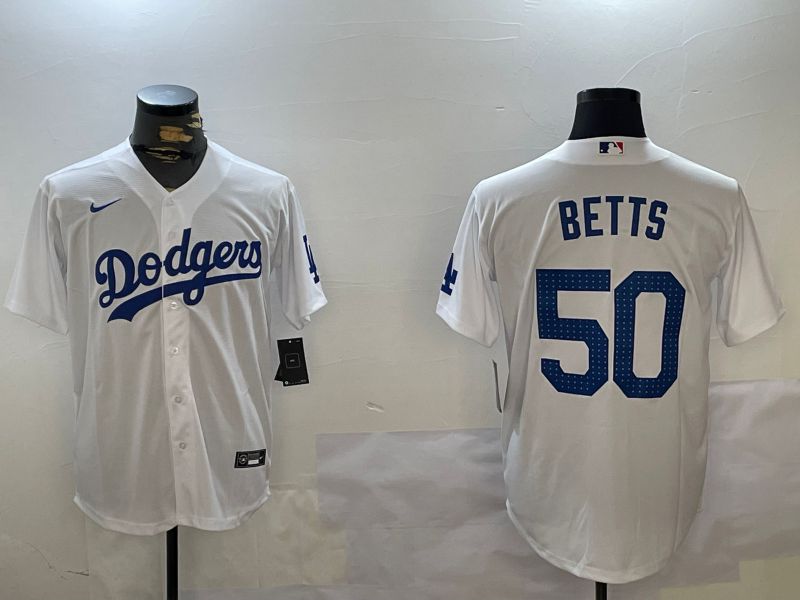 Men Los Angeles Dodgers #50 Betts White Game 2024 Nike MLB Jersey style 12114->boston red sox->MLB Jersey